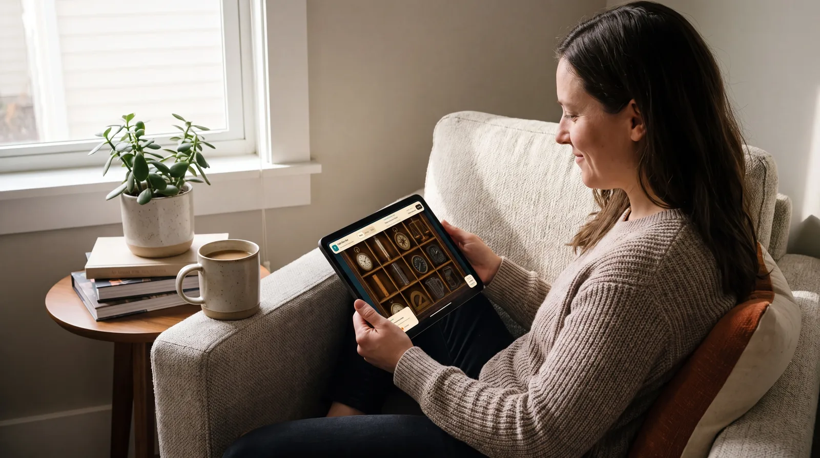 Friends gathered around one tablet to play together