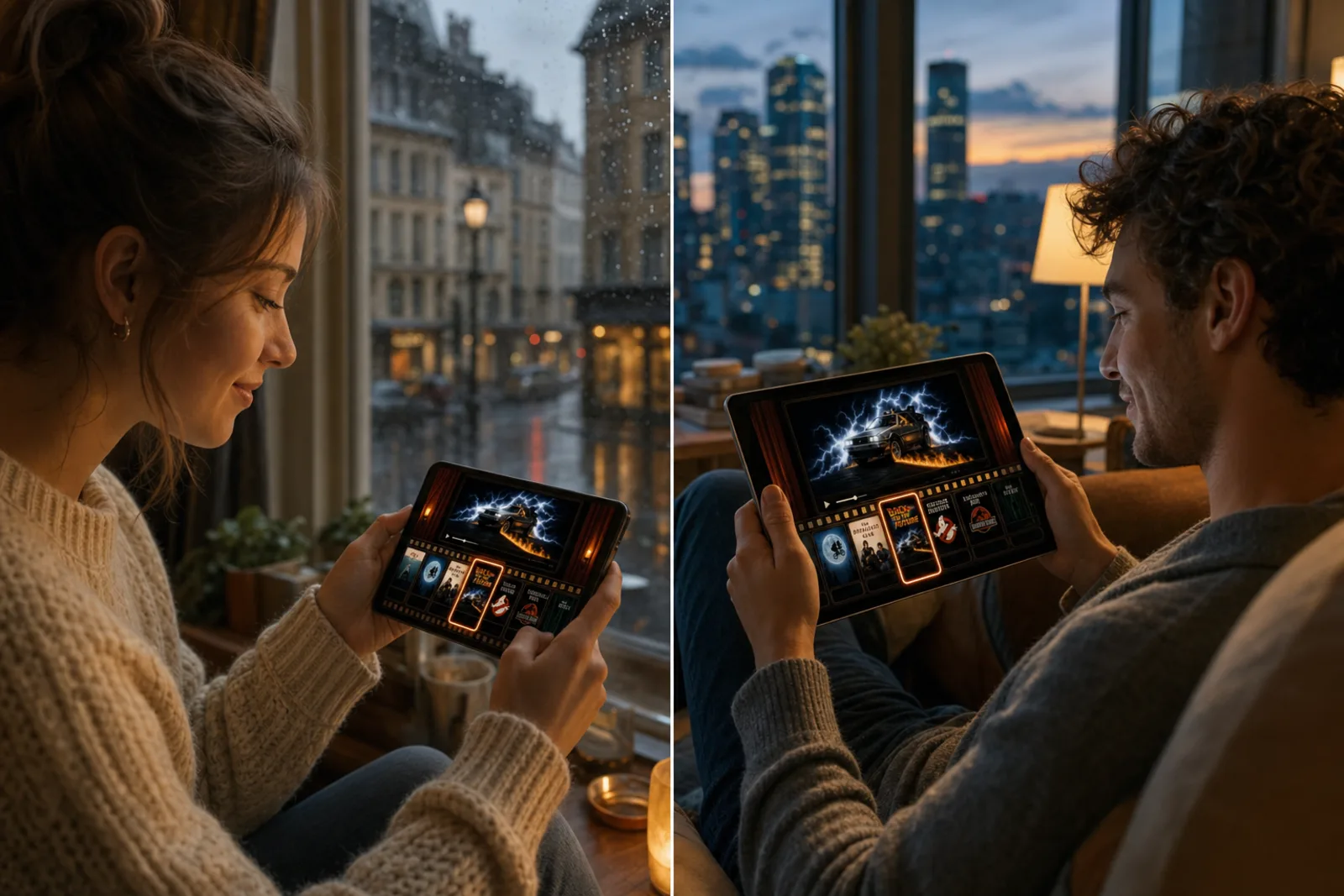 People in different cities playing Timeliner: Movies with strangers on their own screens